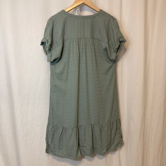 Sonoma Light Teal Green Blue Button Front V-Neck Short Dolman Sleeve Mini Dress - Picture 10 of 11